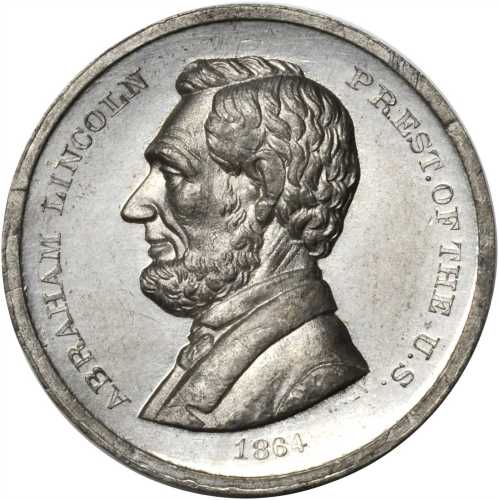 1864 Abraham Lincoln. DeWitt-AL 1864-19. White metal. 27.7 mm. About Uncirculated.