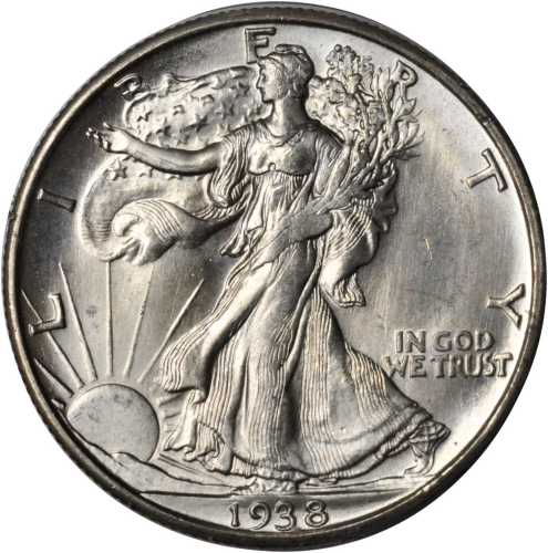 1938-D Walking Liberty Half Dollar. MS-64 (PCGS). OGH--First Generation.