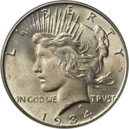 1934 Peace Silver Dollar. MS-65 (PCGS).