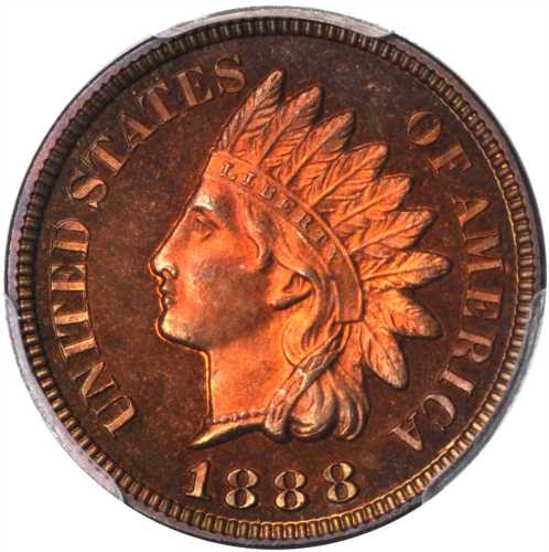 1888 Indian Cent. Proof-65 RB (PCGS). Gold Shield Holder.