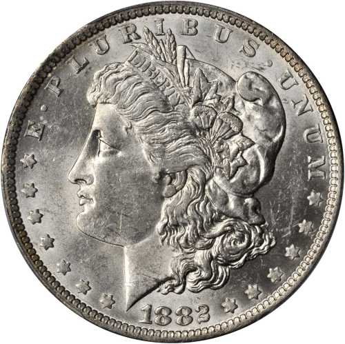 1882-O/S Morgan Silver Dollar. VAM-5. Top 100 Variety. Weak, O/S Broken. MS-61 (PCGS).