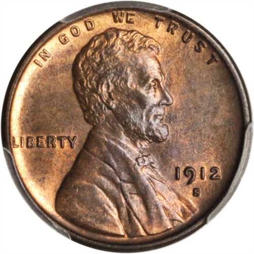 1912-S Lincoln Cent. MS-64 RB (PCGS).