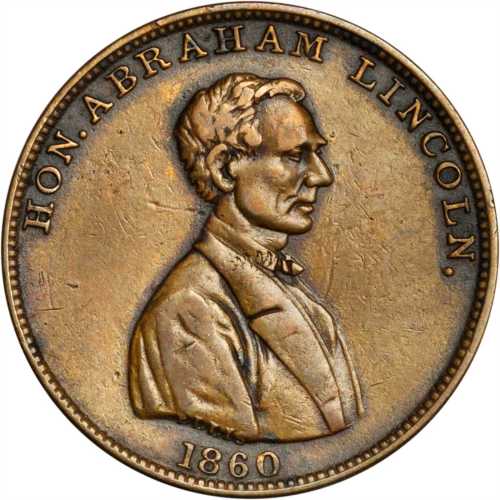 Group of five 1860 Abraham Lincoln medalets.