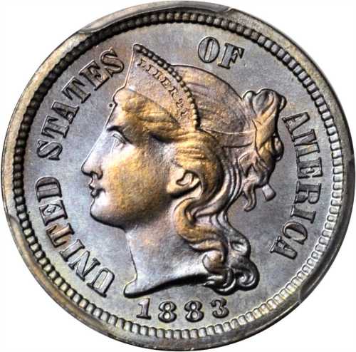 1883 Nickel Three-Cent Piece. Proof-68 (PCGS).