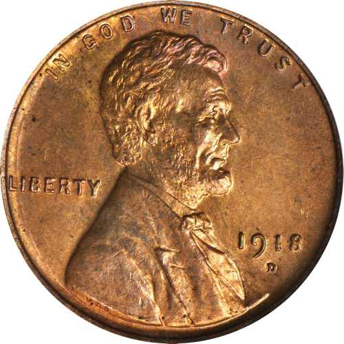 1918-D Lincoln Cent. MS-64 RD (PCGS).