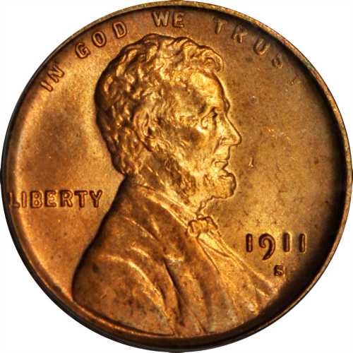 1911-S Lincoln Cent. MS-65 RD (PCGS). CAC.