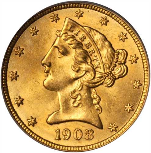 1908 Liberty Head Half Eagle. MS-63 (PCGS). CAC.