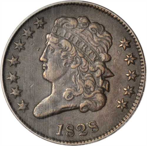 1828 Classic Head Half Cent. C-2. Rarity-2. 12 Stars. EF-40 (ANACS).