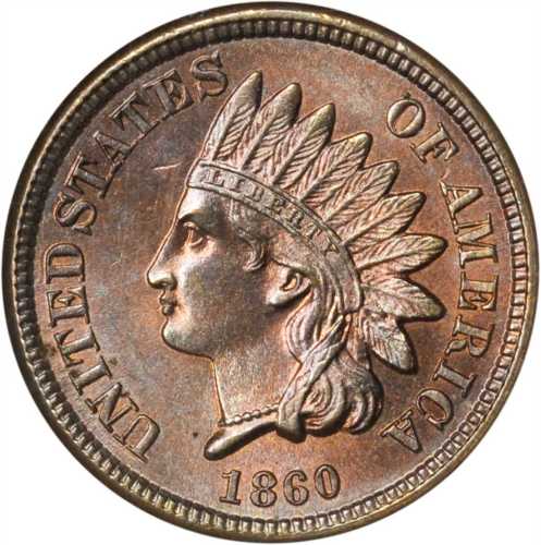 1860 Indian Cent. Rounded Bust. MS-62 (NGC). OH.