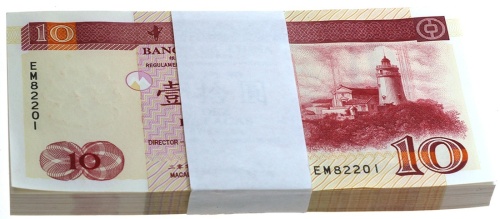 2002年澳门中银拾圆100枚一刀，编号EM82201-300, UNC