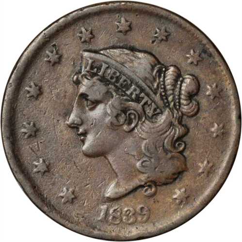 Lot of (5) 1839 Modified Matron Head Cents.