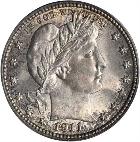 1911 Barber Quarter. MS-65 (PCGS). CAC.