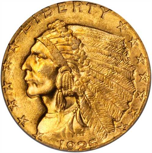 1925-D Indian Quarter Eagle. MS-64 (PCGS). CAC.