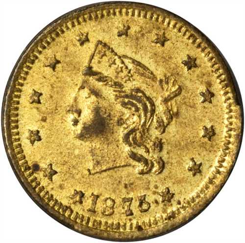 1875 J. W. & Co. 10 Token. Rulau-MV C373. Brass. 20 mm. AU-50.