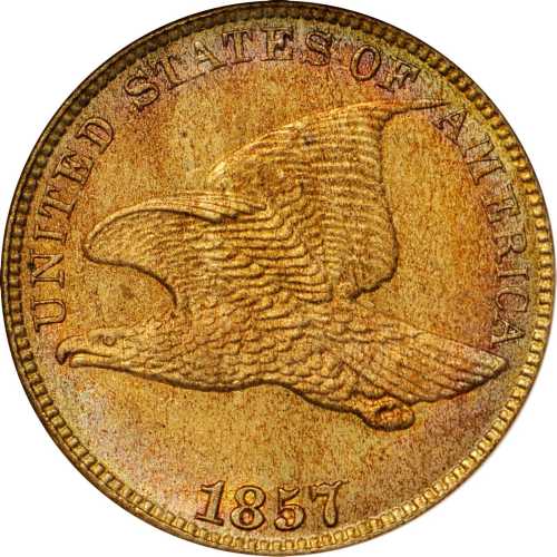 1857 Flying Eagle Cent. Flying Eagle. Type of 1857. MS-66 (NGC). OH.
