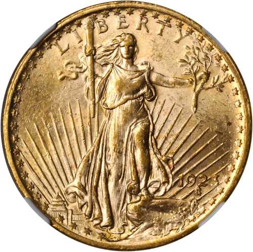 1923 Saint-Gaudens Double Eagle. MS-62 (NGC).