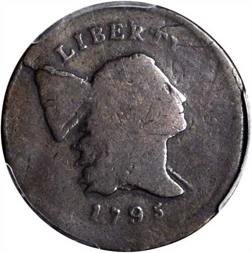 1795 Liberty Cap Half Cent. C-3. Rarity-5+. Plain Edge, Punctuated Date. Good-4 (PCGS).