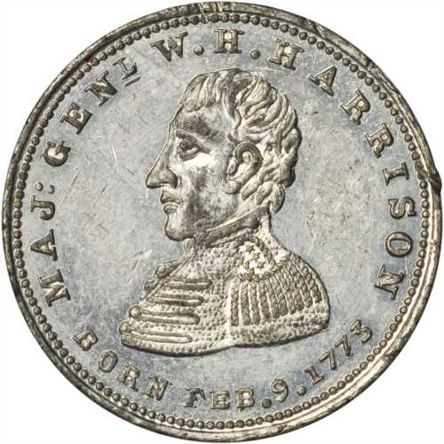 1840 William Henry Harrison. DeWitt-WHH 1840-52. White metal. 23.7 mm. About Uncirculated.