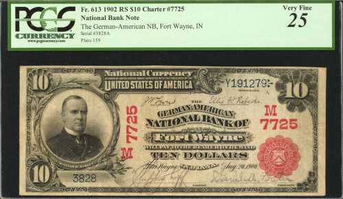 Fort Wayne, Indiana. $10 1902 Red Seal. Fr. 613. The German-American NB. Charter #7725. PCGS Very Fi