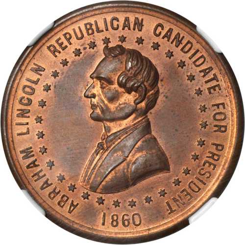 1860 Abraham Lincoln. DeWitt-AL 1860-25. Copper. 35 mm. MS-64 RB (NGC).