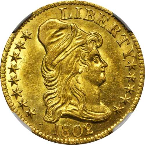 1802/1 Capped Bust Right Half Eagle. BD-8. Rarity-4. High Overdate. MS-63 (NGC).
