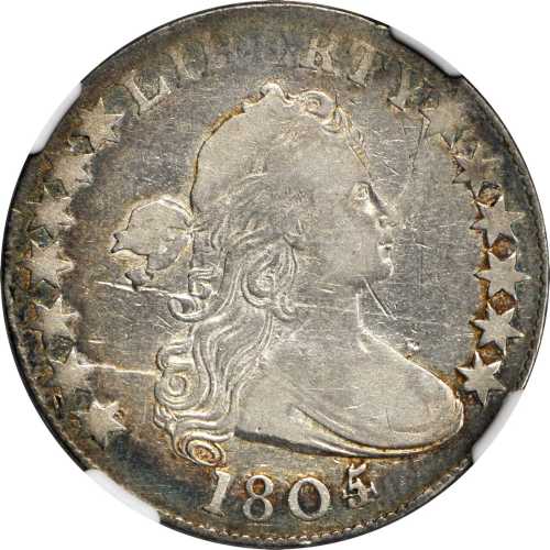 1805/4 Draped Bust Half Dollar. O-103a, T-11. Rarity-5+. Fine-12 (NGC).