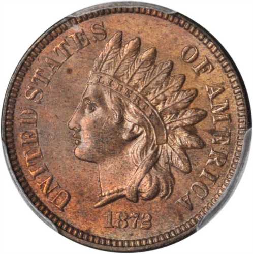 1872 Indian Cent. Bold N. Unc Details--Questionable Color (PCGS).