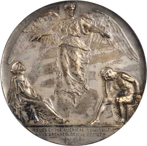 1898 National Conference of Charities and Correction Medal. Silver. 76 mm. By Victor David Brenner. 