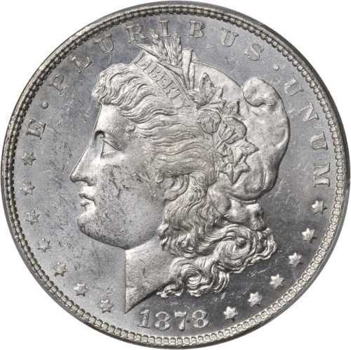 1878 Morgan Silver Dollar. 7 Tailfeathers. Reverse of 1878. VAM-43. MS-62 PL (PCGS).