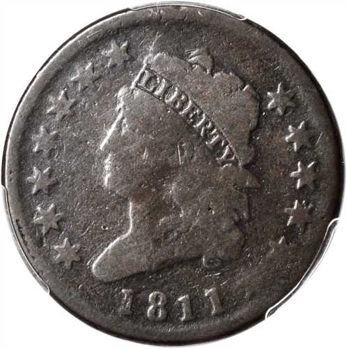 1811 Classic Head Cent. S-287. Rarity-2. Good-4 (PCGS).