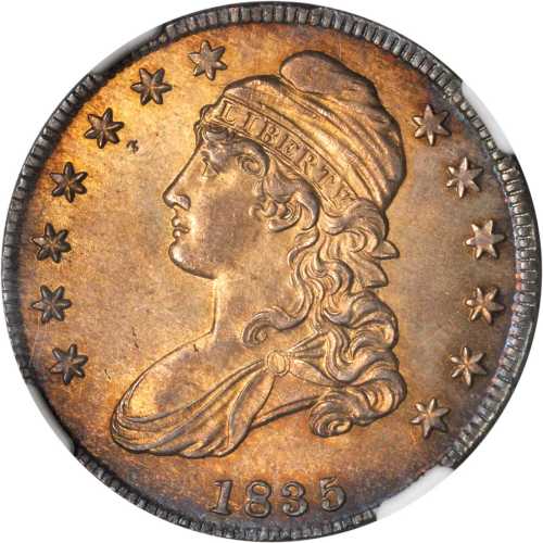 1835 Capped Bust Half Dollar. O-102. Rarity-3. MS-65+ (NGC).