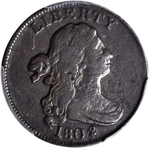 1802/0 Draped Bust Half Cent. C-2. Rarity-3. Second Reverse (a.k.a. Reverse of 1802). Fine Details--