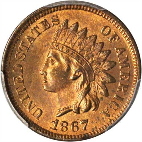 1867 Indian Cent. MS-63 RB (PCGS).