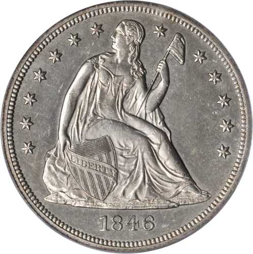 1846 Liberty Seated Silver Dollar. AU-55 (PCGS).