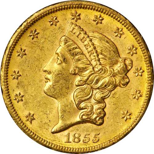 1855-S Liberty Head Double Eagle. AU-58 (PCGS).