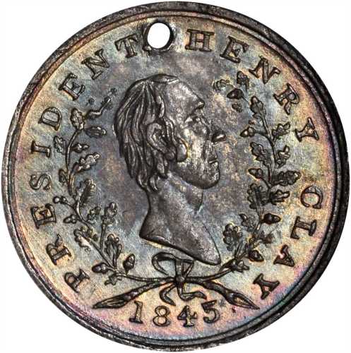 1844 Henry Clay. DeWitt-HC 1844-40. Silvered white metal. 21.5 mm. MS-64 (NGC).