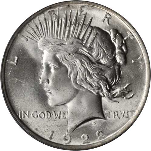 1922 Peace Silver Dollar. MS-66 (PCGS).