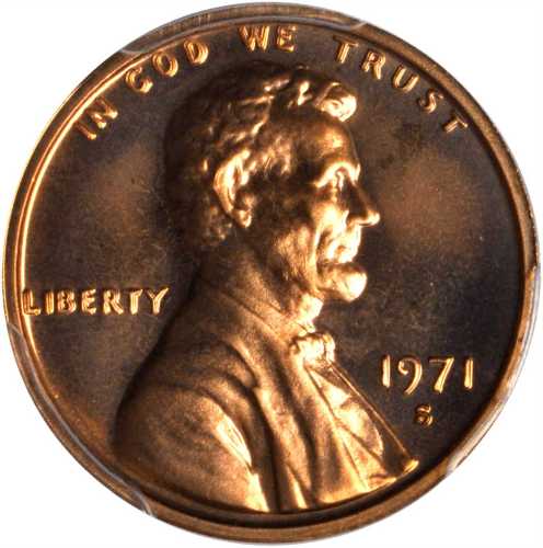 1971-S Lincoln Cent. FS-102. Doubled Die Obverse. Proof-67 RD (PCGS).