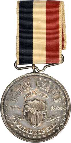 1862 Union League. DeWitt-U 1862-2a. Silver. 33.3 mm, without the hanger. About Uncirculated.