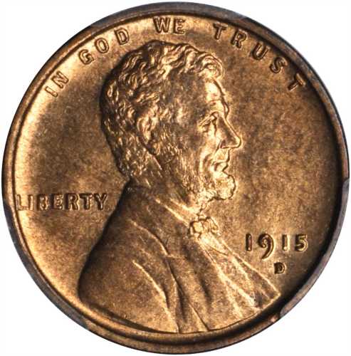 1915-D Lincoln Cent. MS-64 RD (PCGS).