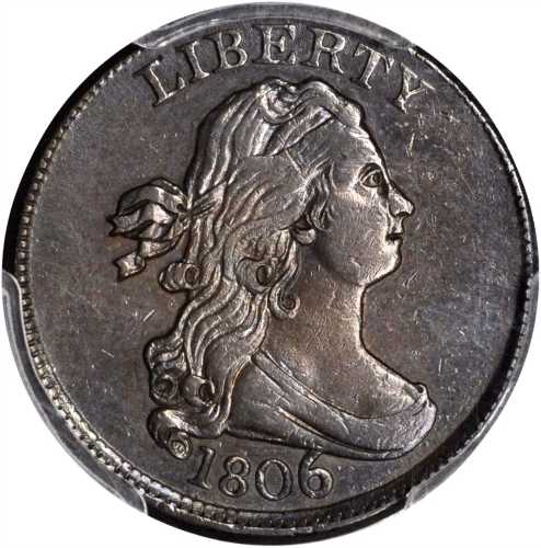 1806 Draped Bust Half Cent. C-4. Rarity-1. Large 6, Stems to Wreath. AU Details--Altered Surfaces (P
