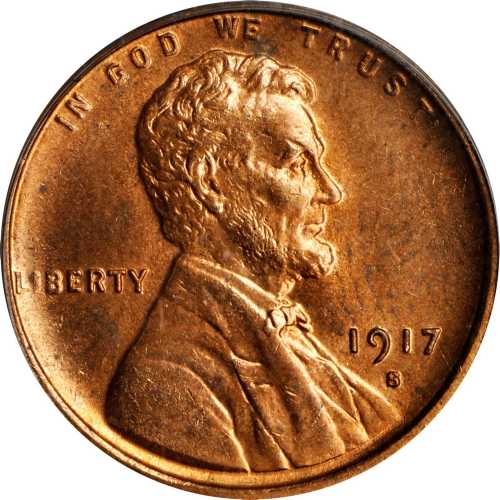 1917-S Lincoln Cent. MS-64 RD (PCGS). CAC.