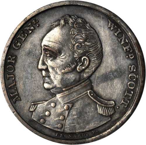 1852 Winfield Scott. DeWitt-WS 1852-1. Silvered copper. 41.2 mm. Extremely Fine.