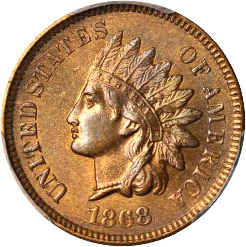 1868 Indian Cent. Unc Details--Questionable Color (PCGS).