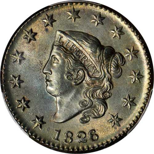 1826/5 Matron Head Cent. N-8. Rarity-2. MS-63 BN (PCGS).