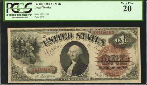 Fr. 28a. 1880 $1 Legal Tender Note. PCGS Very Fine 20.