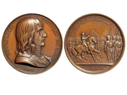 1841-1842年法国为纪念1798年拿破崙征服埃及所铸铜质纪念章，41mm，未使用
