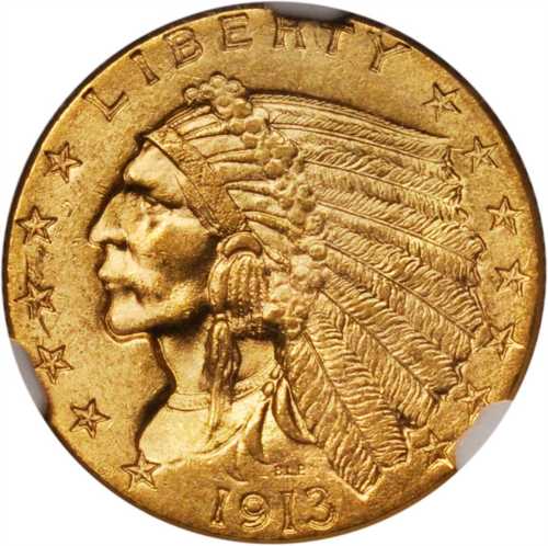 1913 Indian Quarter Eagle. MS-64 (NGC).