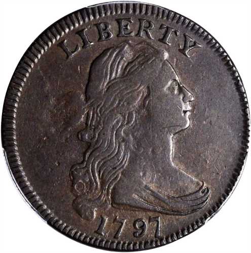 1797 Draped Bust Cent. S-136. Rarity-3-. Reverse of 1797, Stems to Wreath. VF-25 (PCGS).