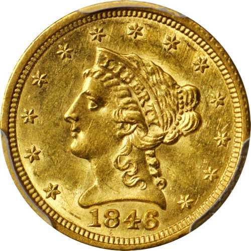 1846 Liberty Head Quarter Eagle. MS-61 (PCGS).
